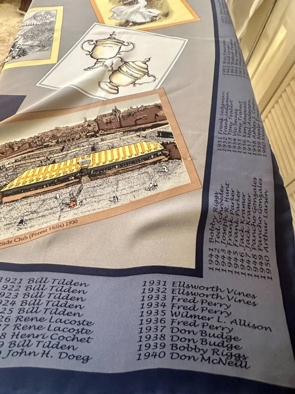 1998 US OPEN TENNIS COMMEMORATIVE SILK SCARF ---Listing all Champions